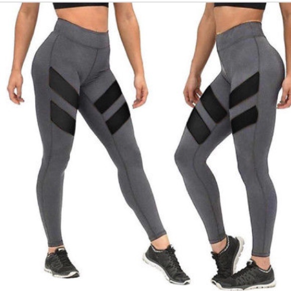 Pants - Legging gray with black mesh small